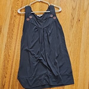 Grey Sleeveless Top with Button Accents